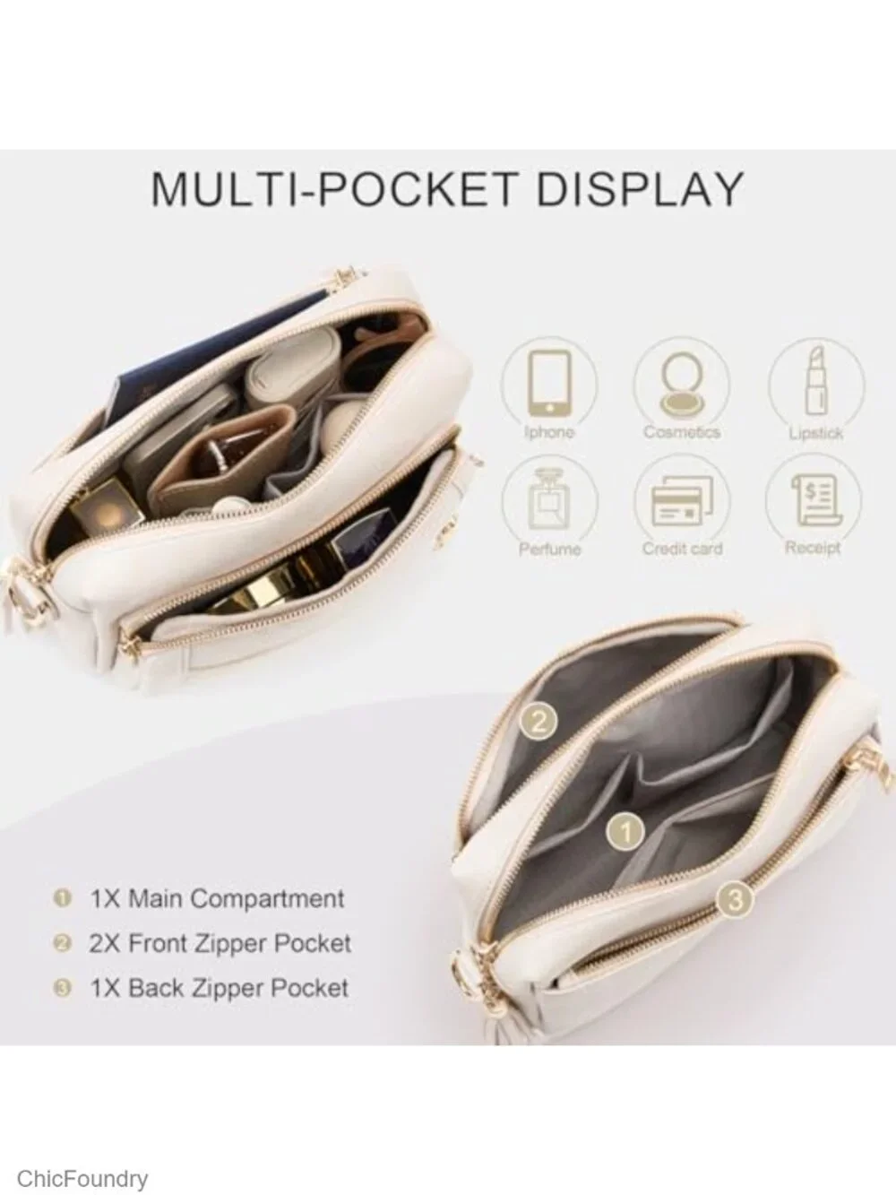 Small Faux Leather Crossbody Bag with Anti-Theft Zippers and Tassel